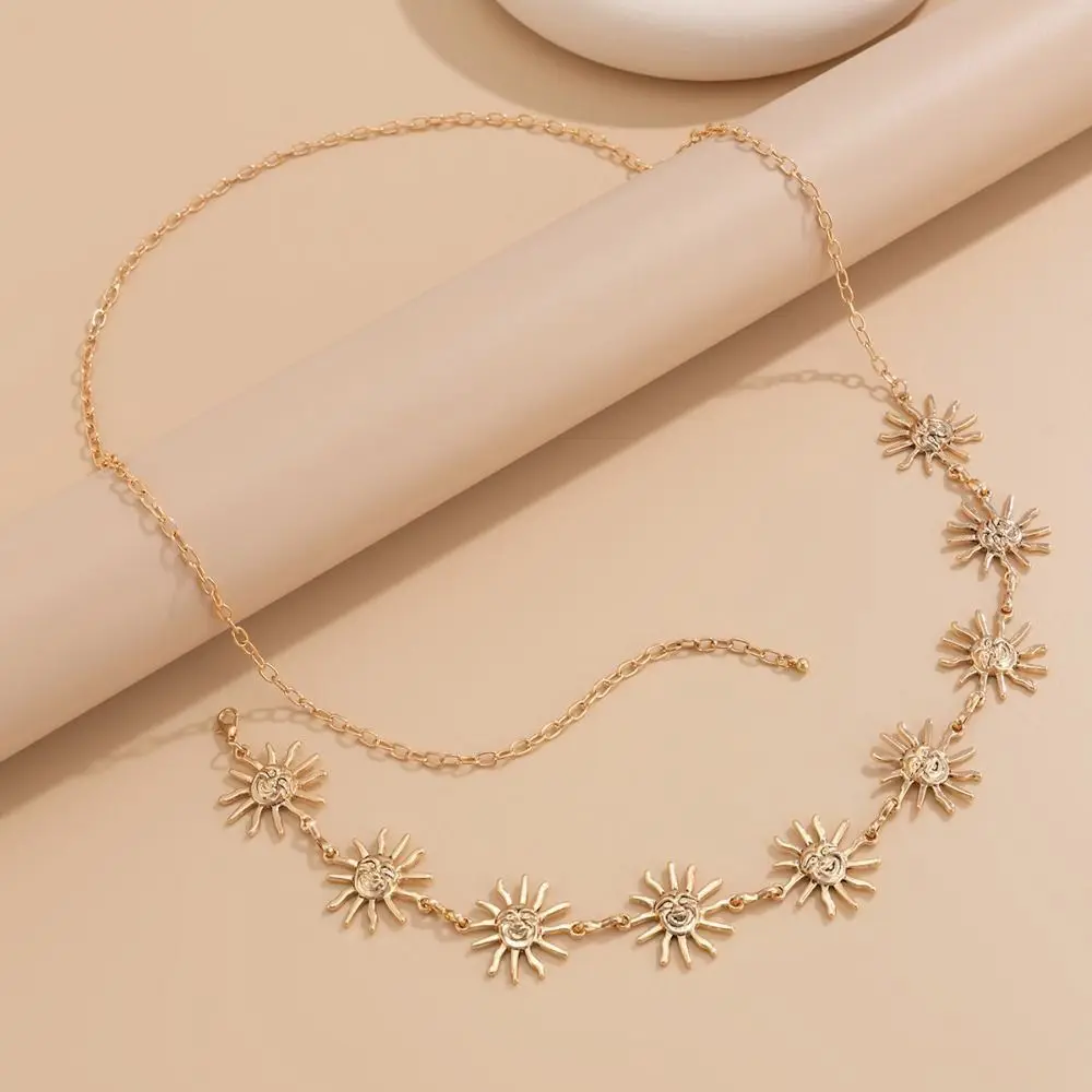 

Retro Flower Metal Sunflower Waist Chain Jeans Decor Silver Bohemian Style Waistband Gold Vintage Ethnic Style Belt Women