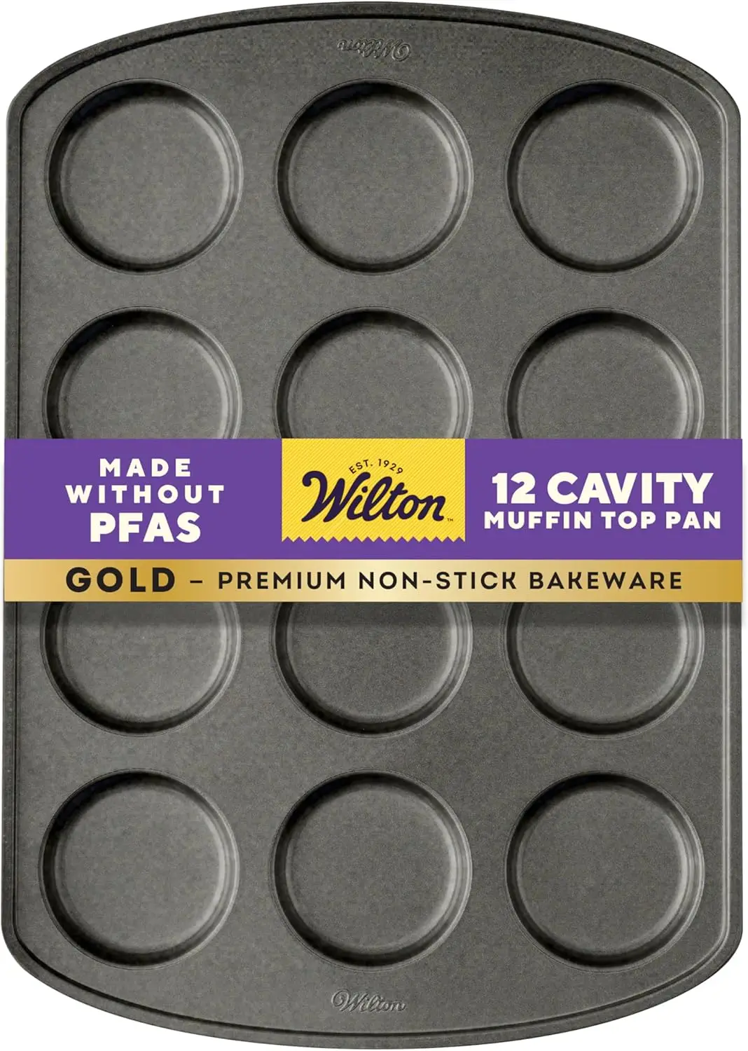

Non-Stick Muffin Top Pan, 12-Cavity Cold-Rolled Steel Bakeware for Even Baking, 11x16 Inch, Dishwasher Safe