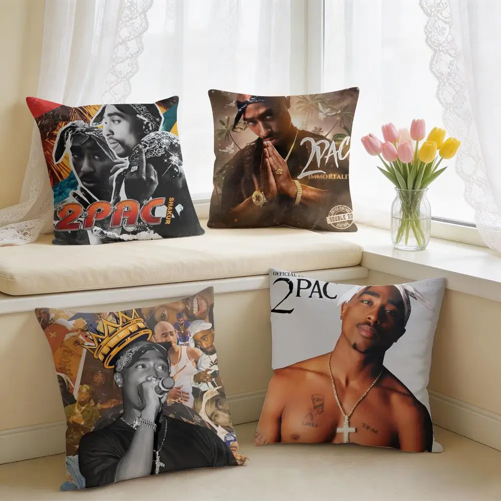 Cool T-Tupac 2Pac S-Shakur Cushion Cover Square Short Plush Pillow Case Living Room Sofa Home Decor Funda 40X40