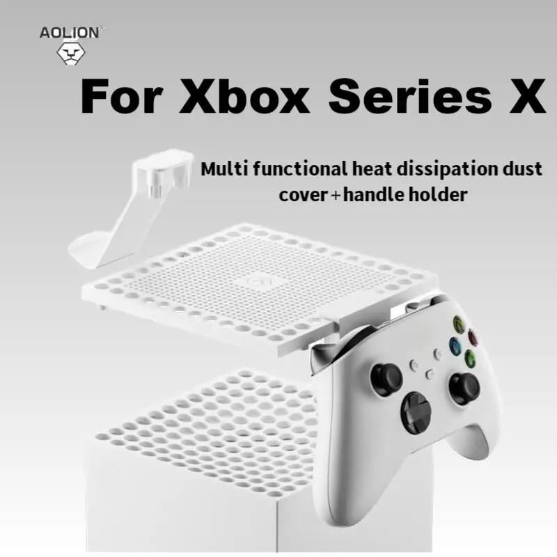 AOLION For Xbox Series X Dustproof Cover with Multi-Functional Heat Dissipation Stand Plug-in Design for Console Protection