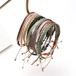 ZMZY Boho Jewelry Braided Bracelet For Women Hand Weave Bracelets Bohemian Pattern Friends Vintage Textile Pulseras Mujer