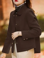Classic Solid Short Woolen Coats for Woman Autumn Winter Warm Woman Clothing Button Up Female Coat Outfits New In Outerwears - Image 4