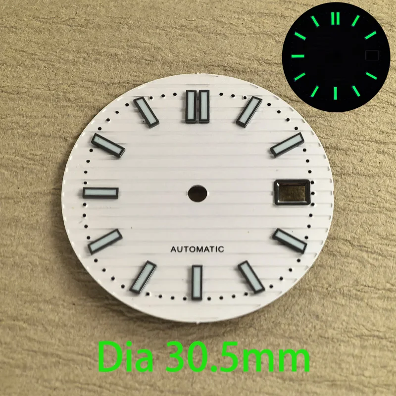 Mod NH35 dial 30.5mm Nautilus dial green luminous Watch dial Suitable for NH35 movement watch accessories Watch repair tool