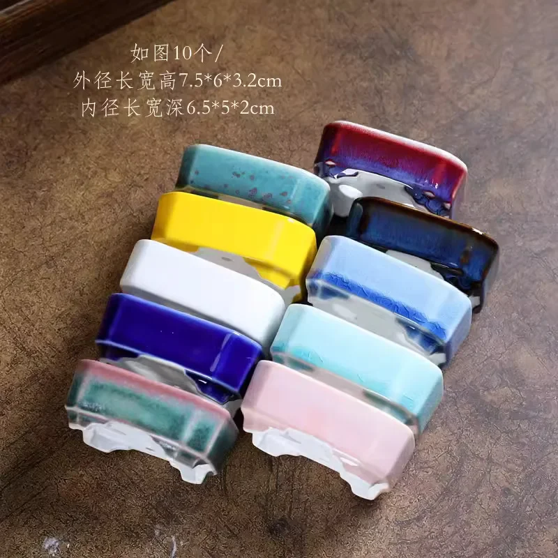 yesPorcelain Glazed Rectangle Bonsai Pot, Small Vase,Traditional Chinese Kiln Transmission, Dormitory Room Table, Garden Decorat