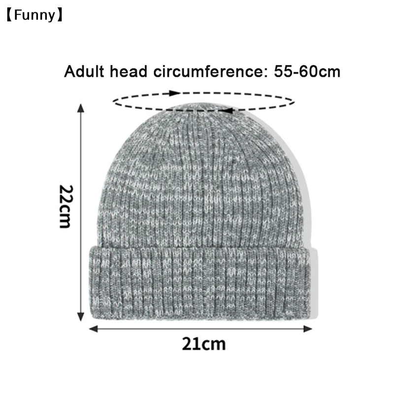 〔Funny〕Winter Silk Satin Lined Beanie Hats  Unisex Thick Chunky Cap Striped Warm Soft High Quality Cashmere Knitted Beanie Hat