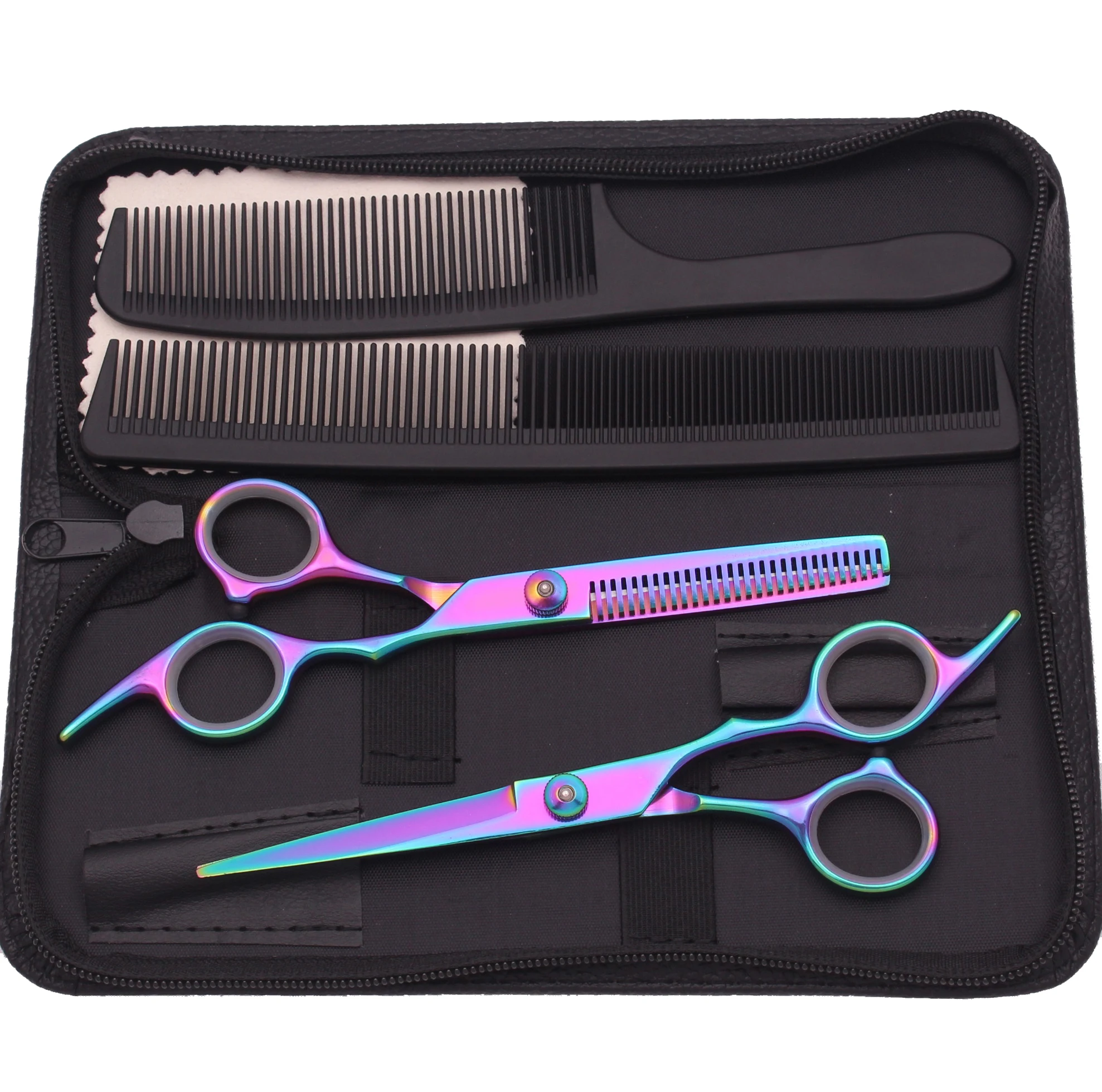 Haarschere Japan Edelstahl Friseurschere Blaue Haarschneideschere 4-in-1 Friseursalon Ausdünnungsschere Kamm C1001