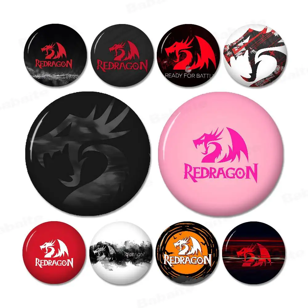 R-Redragon 32/44/58mm Handmade Pin Round Funny Snap-in Brooches for Backpack Cothes Accessories Badge Hat Decoration