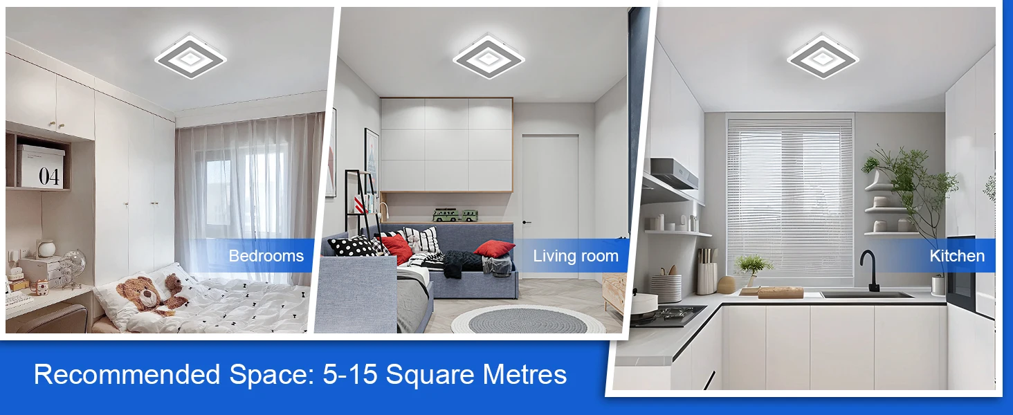 LED Thinesss Deckenleuchte, 28 W moderne weiße Deckenleuchte für Schlafzimmer, Wohnzimmer, Küche, 6500 K Kaltweiß – Detail 5