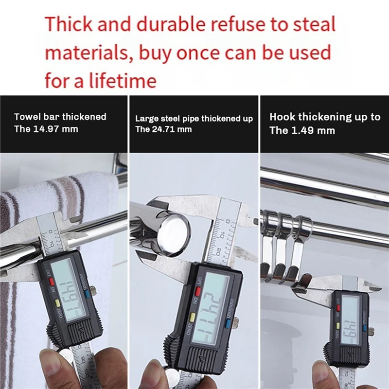 

A96K-Stainless Steel Bathroom Towel Holder Storage Organizer Shelf Wall Mounted Towel Rack Home Hotel Wall Shelf For Bathroom