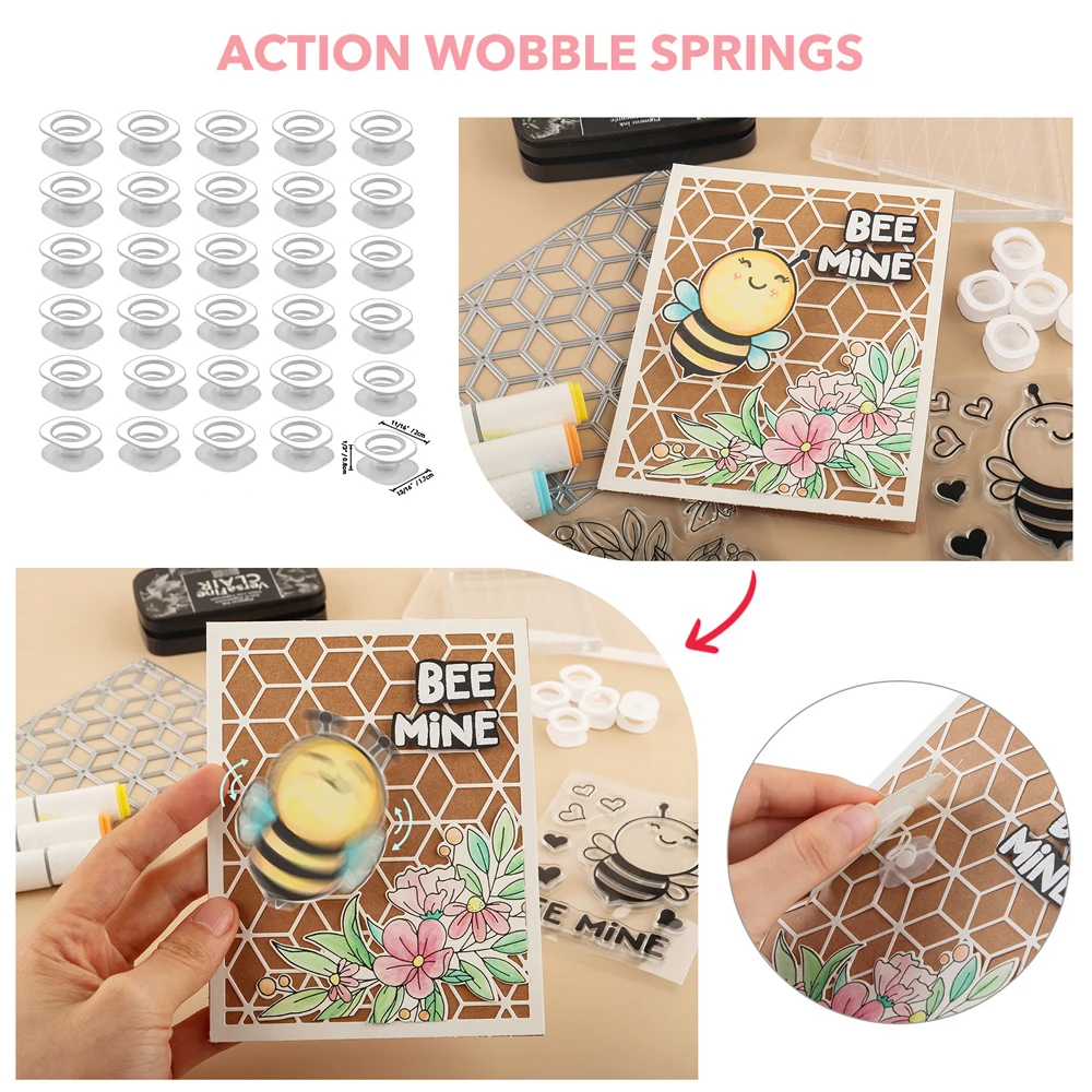 60pcs/set Self-Adhesive Mini Wobble Springs Action Wobbles To Create An Interactive Card Small Wobblers Movers for Craft Project