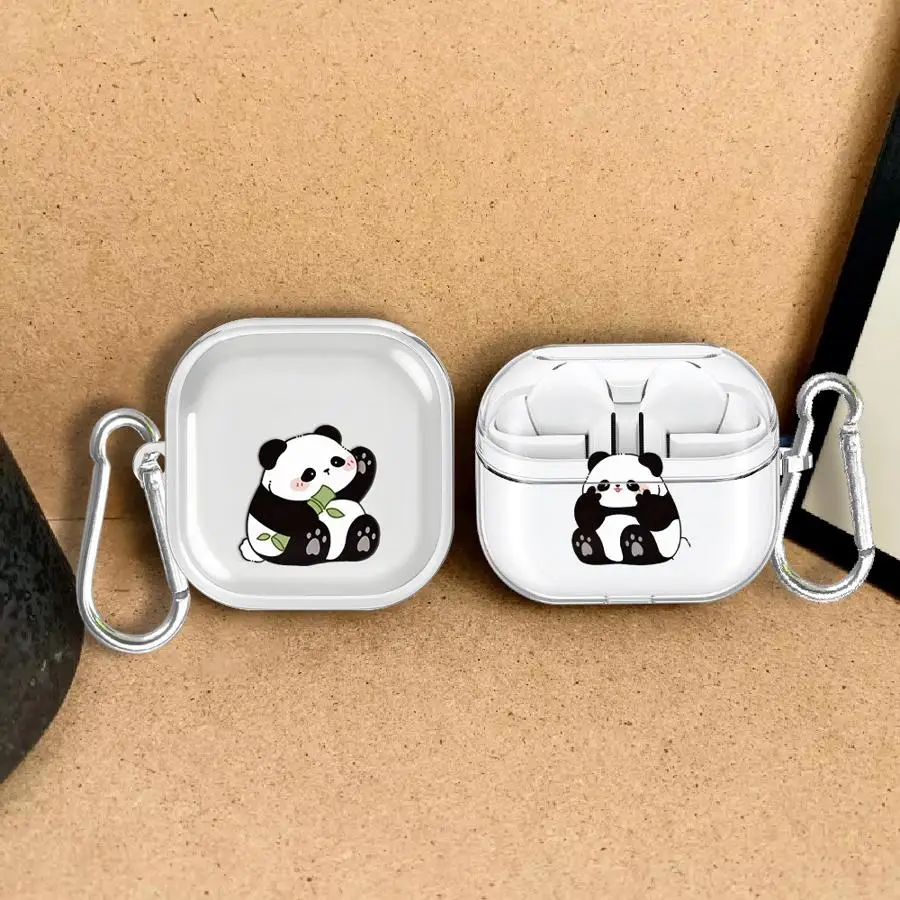 Cute Cartoon Panda Case For Samsung Galaxy Buds Live 3 FE 3Pro 4Pro 2 4 Pro Clear Earphone Cases Cover