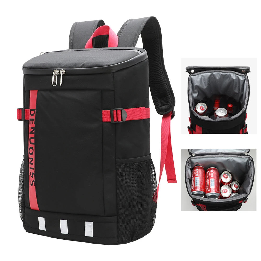 Large Cooler Bags Picnic Backpack Ice Beer Bag Reflective Strip Design Camping Refrigerator Insulated Pack Thermal Bag Travel