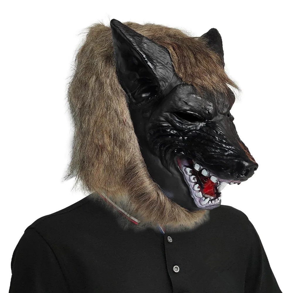Halloween Horror-Maske aus Latex mit Wolfskopf und Krallen-Handschuhen, Werwolf-Verkleidungsmaske für Karneval, Cosplay und Kostümpartys – Detail 2
