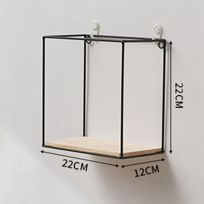 Wandgemonteerde plank vierkante ijzeren standaard woonkamer slaapkamer decoratieve boek bloempot display planken woonaccessoires