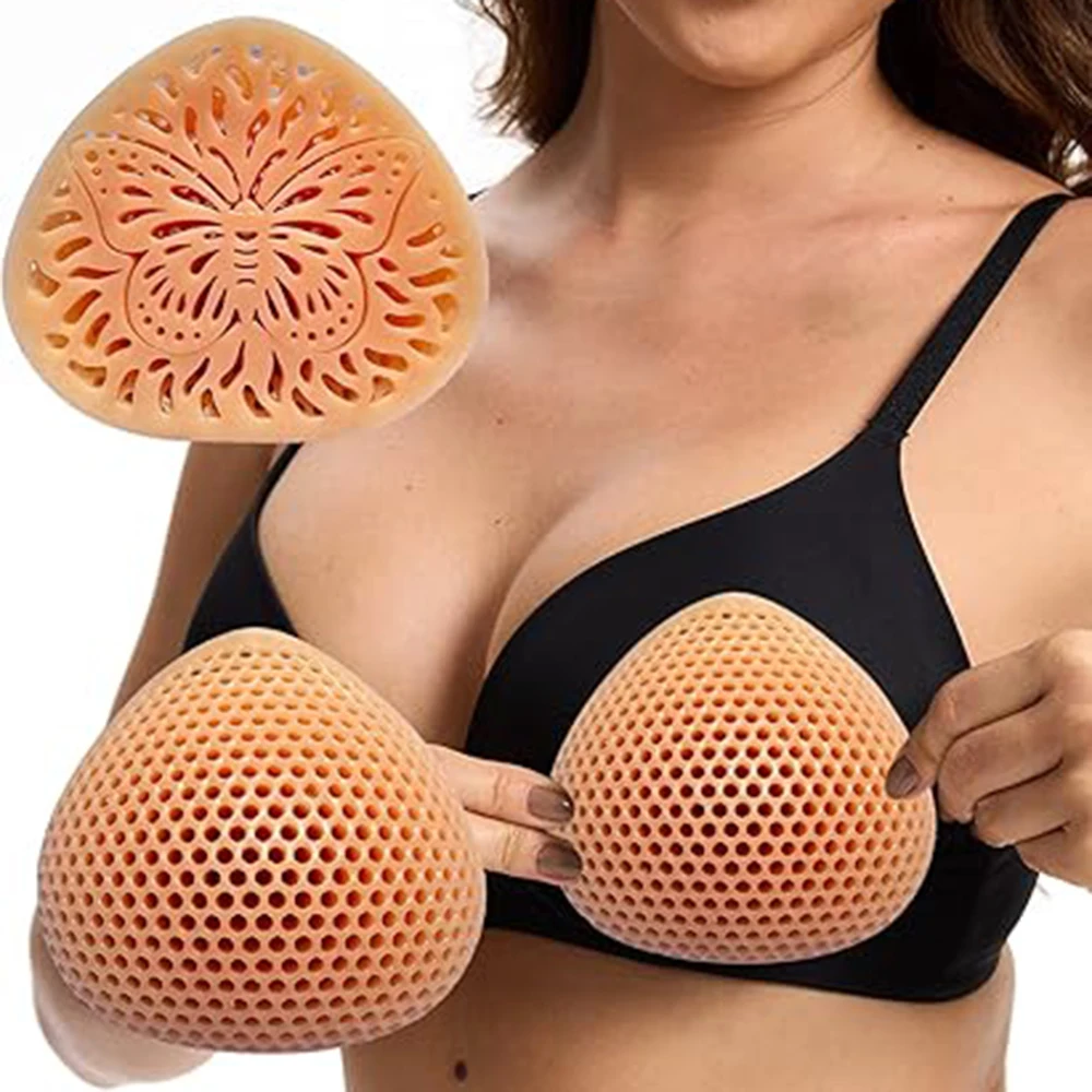 1 piece Beige Butterfly Silicone Bra Inserts and Breast Enhancers Quick-drying silicone swim form Push Up Inserts