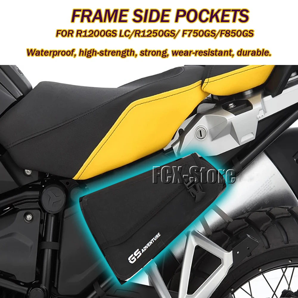 For BMW R1200GS LC Adventure R1250GS ADVENTUER F750GS F850GSNew Black Triangle Bag Toolkit Motorcycle Frame Panels Side Pockets