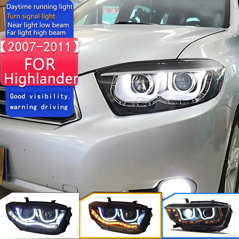 

Car Styling Headlamp for Highlander Headlights 2007-2011 Kluger LED Headlight DRL Hid Head Lamp Angel Eye Bi Xenon Accessories