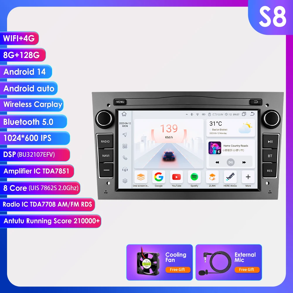 Hizpo 2Din 7 inch Android Auto autoradio voor Opel Astra H G J Zafira B Corsa D C Antara Vectra Vivaro GPS RDS DSP 4G BT CarPlay