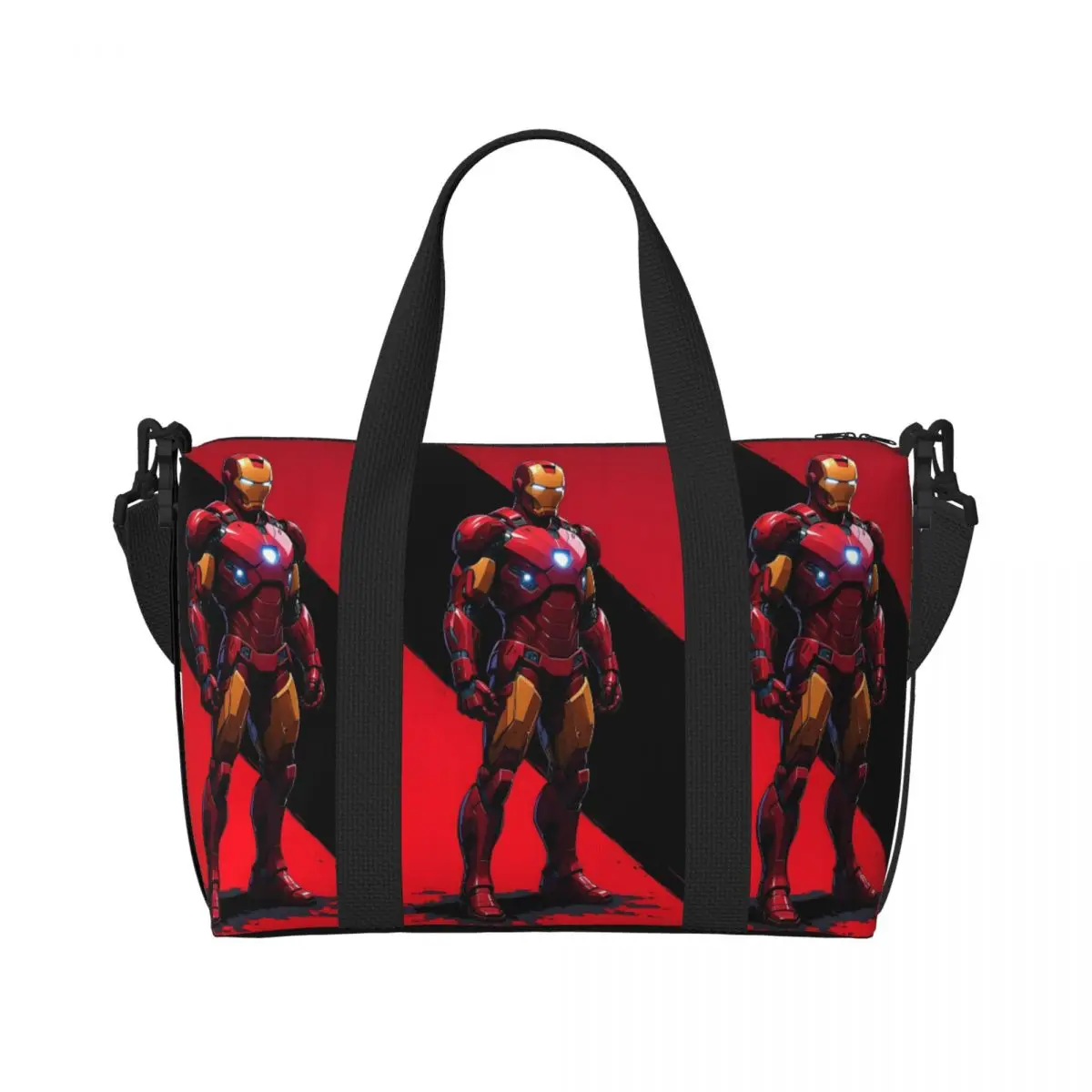

Custom Iron Man Tote Bag Women Large Capacity Hero Beach Gym Shoulder Travel Bag