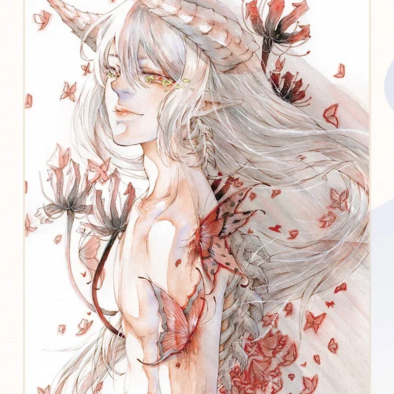 Crimson Cherry Face Japanese Transparent Light Color Girl Illustration Painting Tutorial Book Girl Comic Watercolor Book