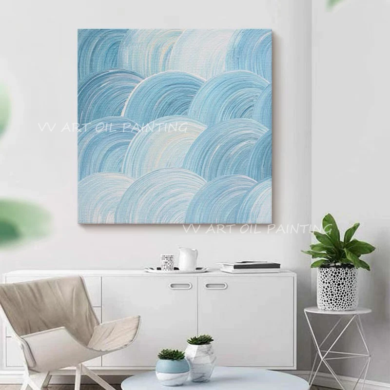 

Colorful simple pure blue texture handmade picture Large Size Hand Painted Oil Painting forr home decoration gift