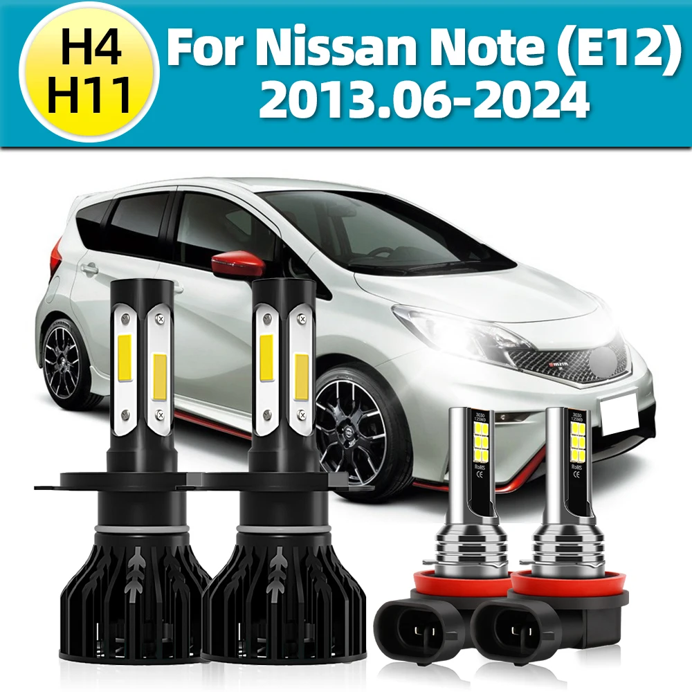 

360° LED Headlights H4 Hi/Lo 12000LM / Car Fog Lamps H11 For Nissan Note (E12) 2013 2014 2015 2016 2017 2018 2019 2020 2021-2024