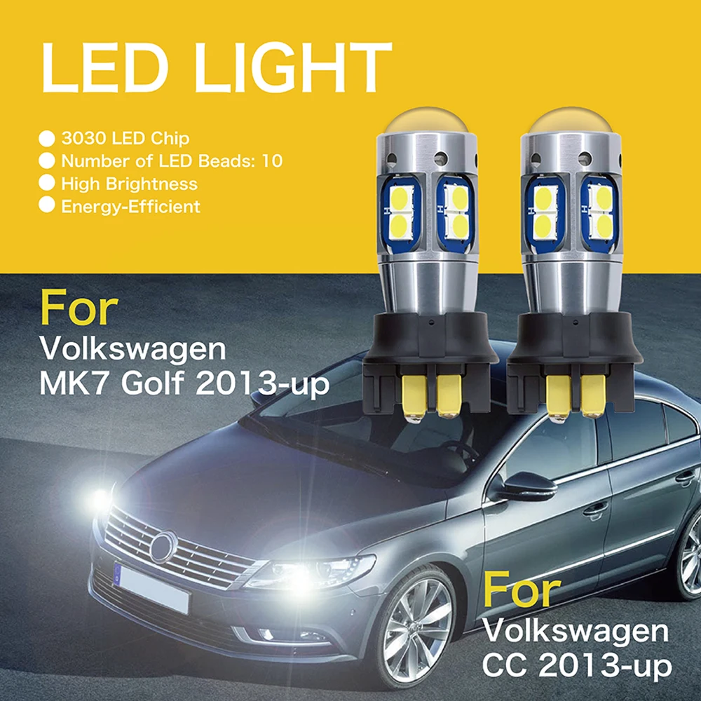 2Pcs LED Car Signal Lamp PW24W for Volkswagen MK7 Golf CC 2013-up 3030 10SMD 6000K 2W Per Lamp  Non-polar Constant Current