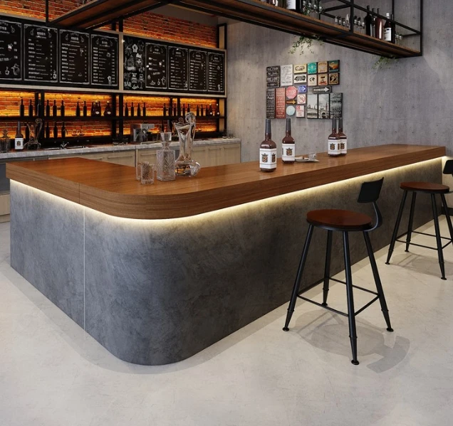 ！@Luxury Design Stainless Steel Frame Led Light bar Counter for Events
