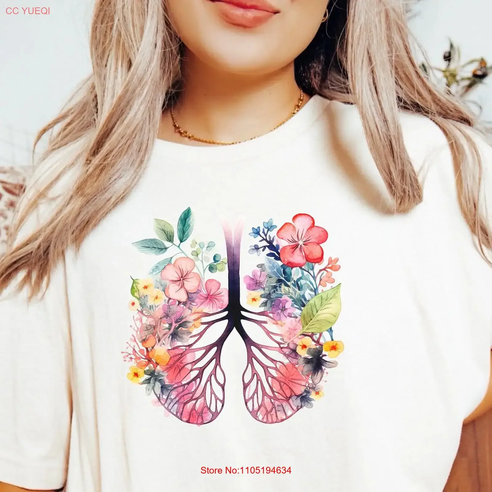 Medical Professional T Shirt with Floral Lungs Anatomical Science Teacher Student PA RT Pulmonary Doctor Lung Nurse vintage