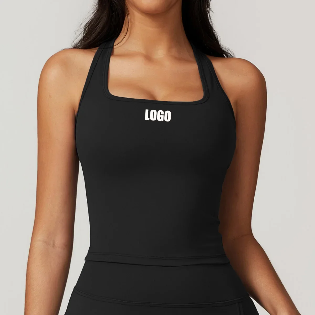 Custom LOGO women's polished I-shaped beautiful back sports yoga vest tight and quick-drying casual running fitness top