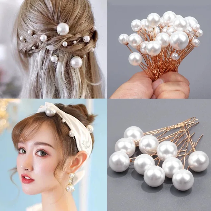 20pcs/set Bridal Pearl U-shaped Hair Comb Forks Elegant Wedding Crystal Flower Hairpin Women Hairstyle Clips Jewelry Accessories