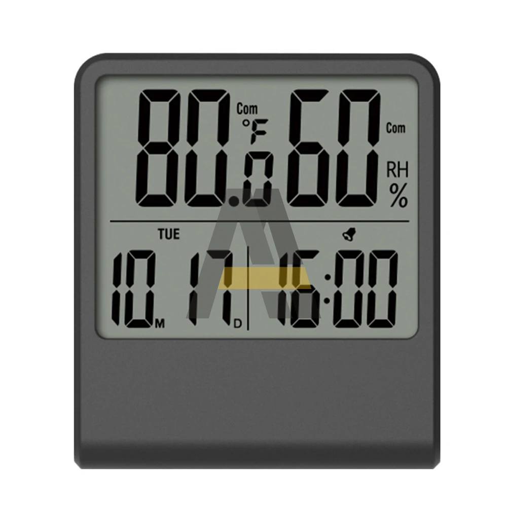 LCD Display Hygrothermometer Clock Magnet Mounted Time Date Temperature Humidity Monitor Household Weather Station