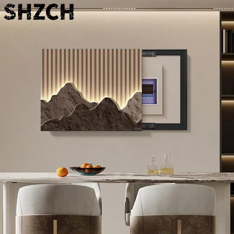Modern Luxury Landscape Electric Meter Box Cover Painting - Ultra-Thin No Drill Distribution Box Decor for Living Room
