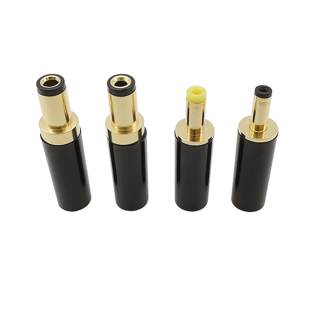 2Pcs DC Power Male Plug 5.5 x 2.5mm 5.5 x 2.1mm 4.0 x 1.7mm 3.5x1.35mm Adapter Connector Gold Plated DC Plug Soldering Wire DIY