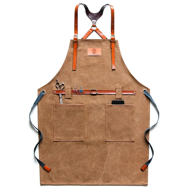 

Canvas apron Work Custom logo Barista Milk Tea Shop Garden Florist Hair Manicure overalls Art studio apron