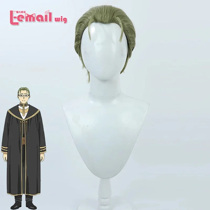 L-email wig Synthetic Hair Sousou no Frieren Heiter Cosplay Wigs Green Short Slicked-back Hair Heat Resistant Wigs