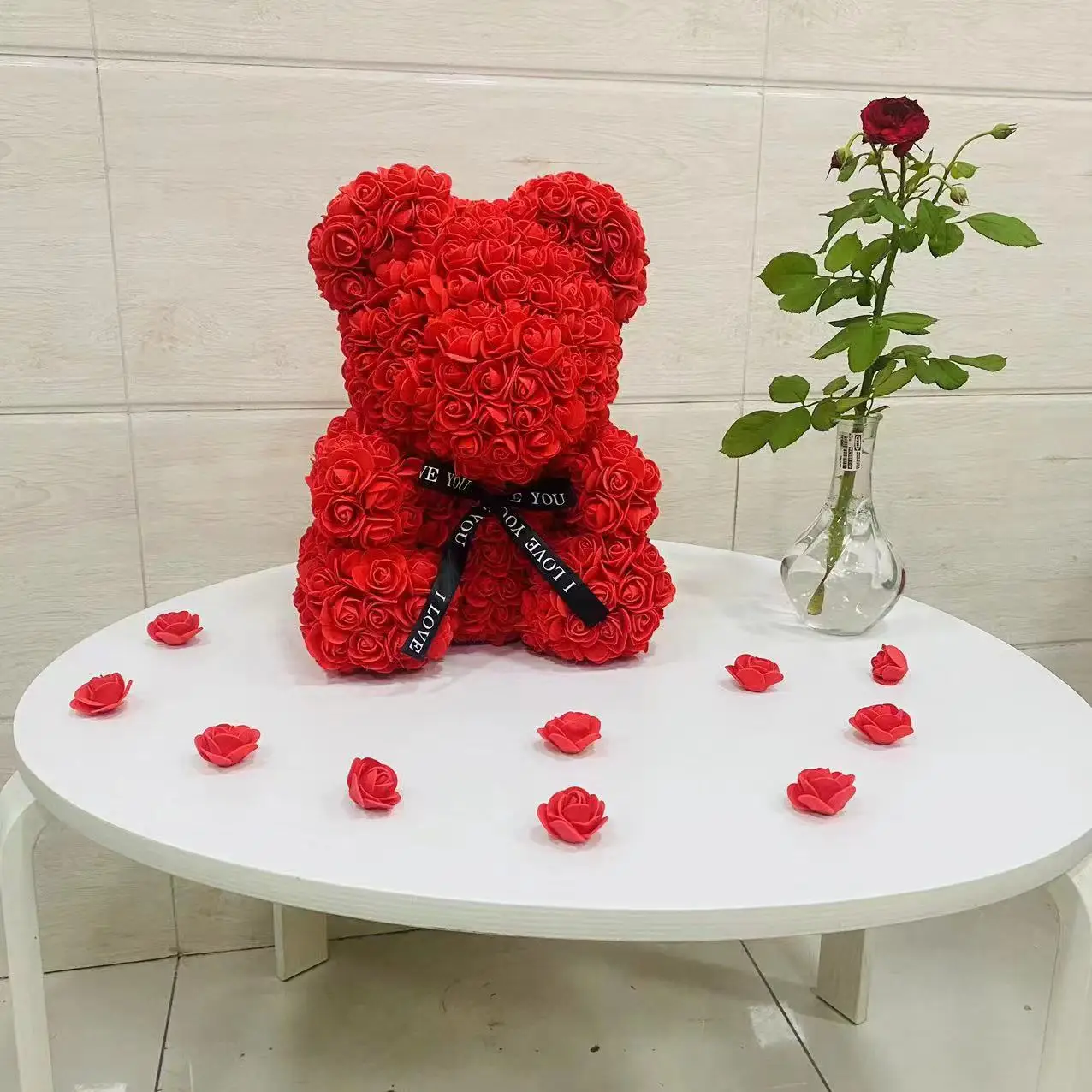 Oso de Rosa de Peluche 25 cm, Regalo Romántico para San Valentín
