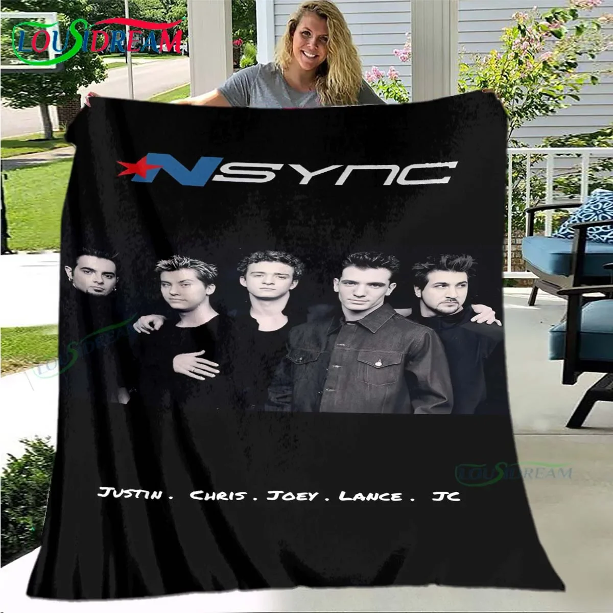 

Pop Music Group B-Backstreet-Boys Pattern Blanket Star Flannel Thin Blanket Portable Home Travel Office Lunch Break Blanket Gift