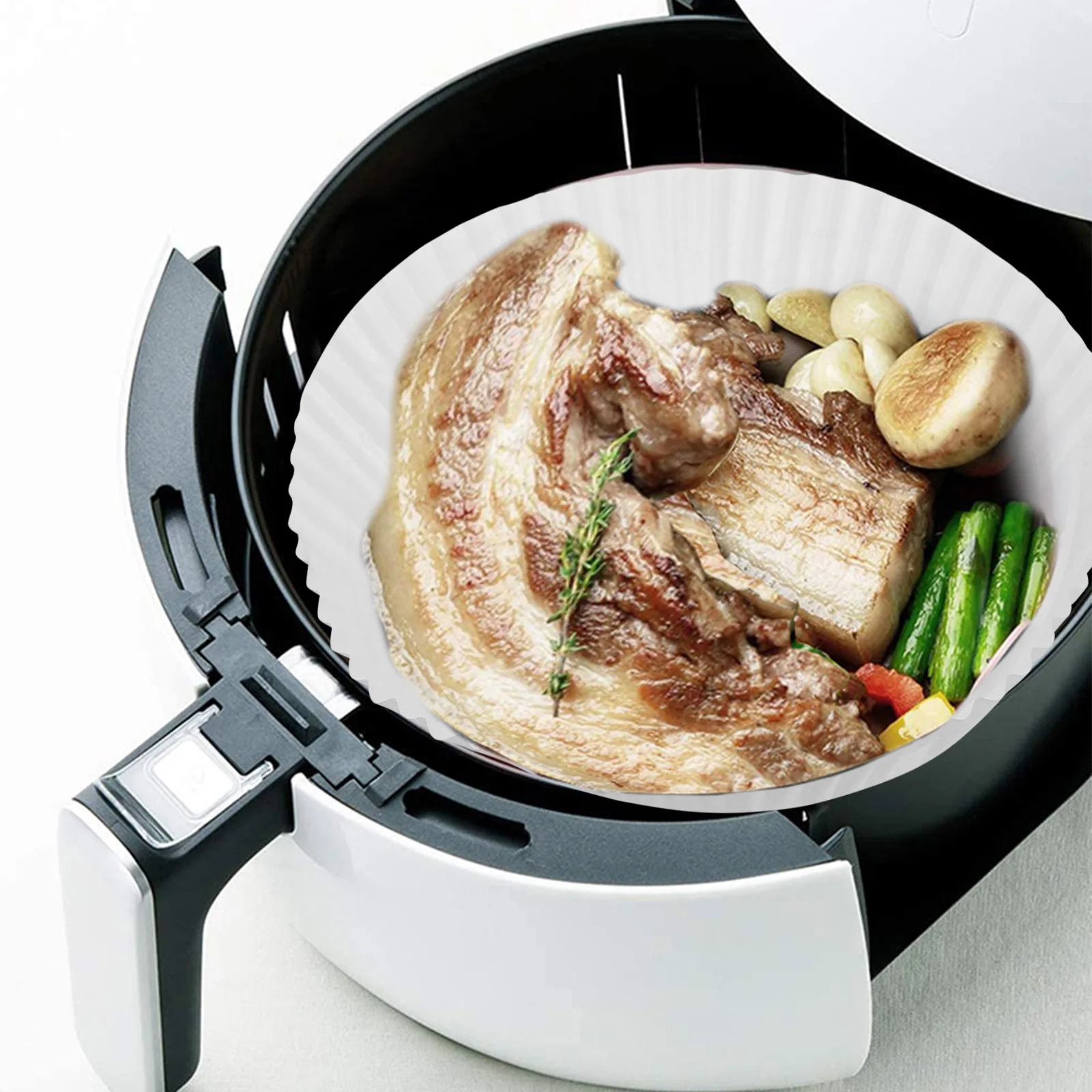 

30pcs Air Fryer Paper Liners Disposable Baking Liners Non-Stick Oilproof Heat Resistant Round Bowl Shape Paper Mats For Baking