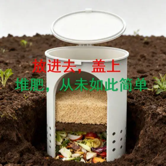 Household Small Compost Barrel Ventilated Fermentation Box High Temp Composting Enzyme Container for Kitchen Garbage & Gardening