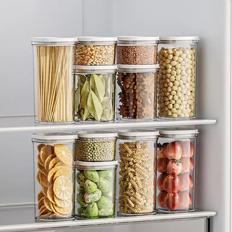 Transparent Food Storage Pots Sealed Container Easy Visibility Cereal Organizer Dispenser Kitchen Pantry Multigrain Storage tins