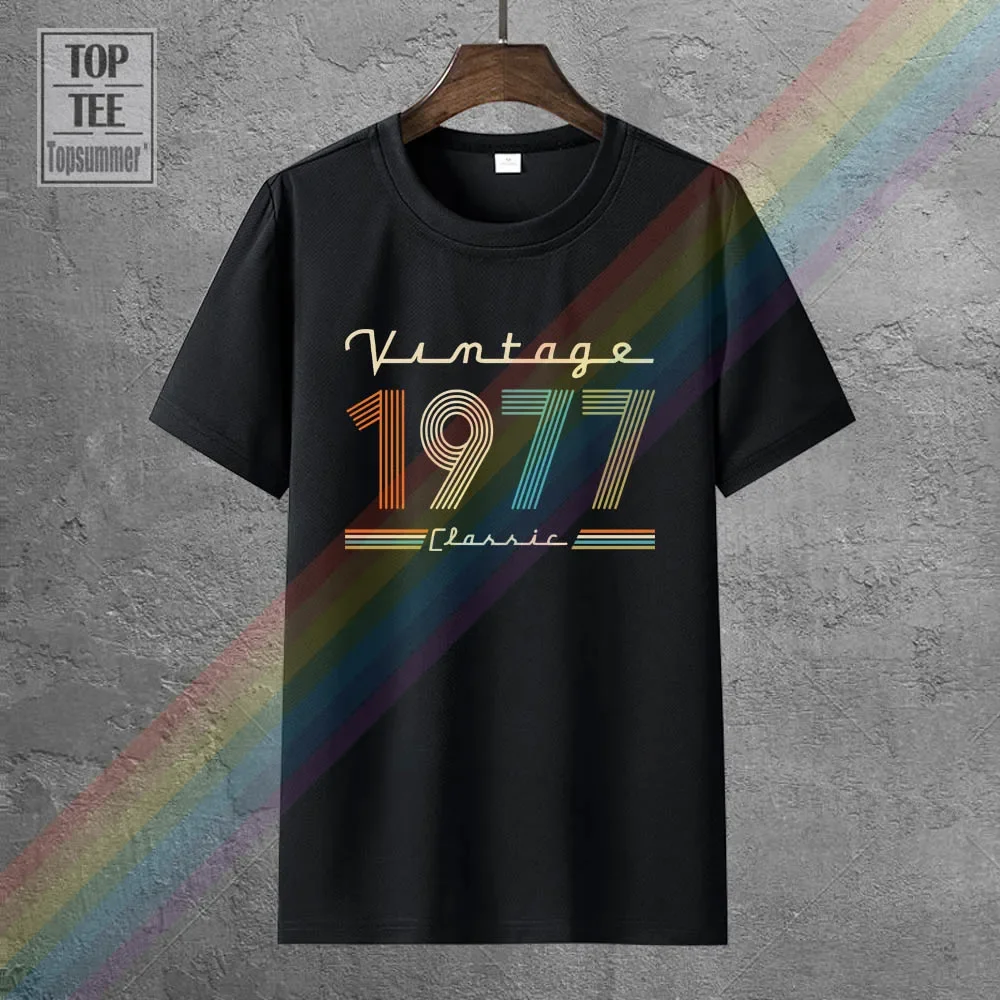 

Vintage 1977 Fun 44Th Birthday Gift T Shirts Funny Fashion Tshirts Retro Brand Elegant Sportwear Tee-Shirt Harajuku Logo T Shirt