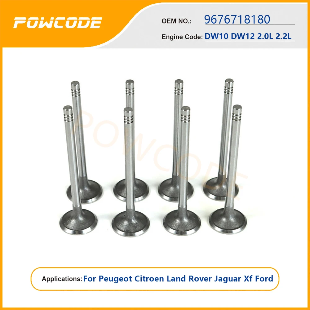 8PCS DW10 DW12 Engin Intake Valve For Peugeot Citroen Land Rover Jaguar Xf Ford 2.0L 2.2L Diesel Engine 9676718180