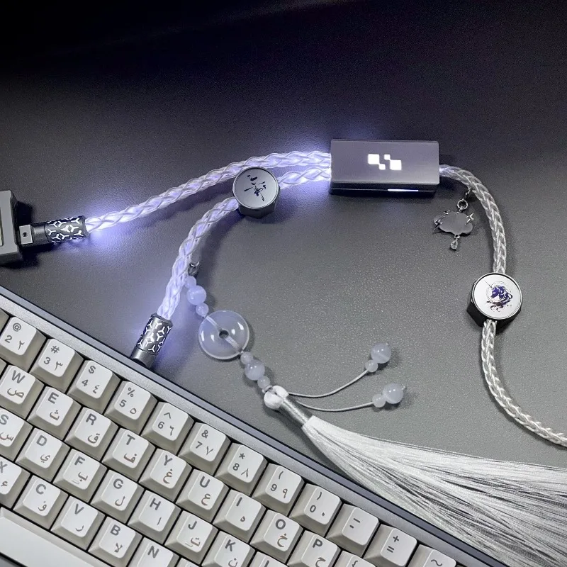 SHINE CUTOMIZE Shanhaijing Series Unicorn Limited Edition Airplug 8k keyboard cable 1.4M copper Magnetic USB-C one-drag-two
