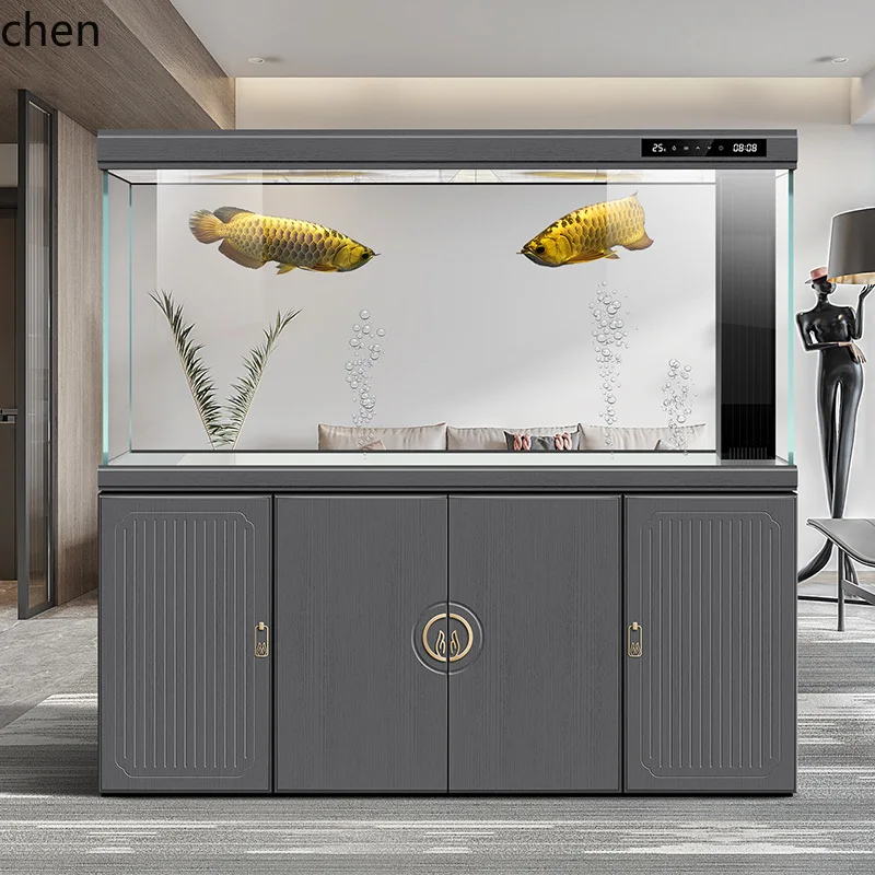 fish tank ultra-white glass ecological aquarium living room medium and large water-free bottom filter arowana tank