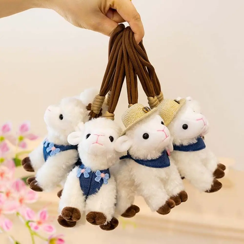 Decorative Pendant DIY Standing Lamb Pendant Kawaii Cute Xinjiang Baby Lamb 14cm PP Cotton Sheep Keychain Car Pendant