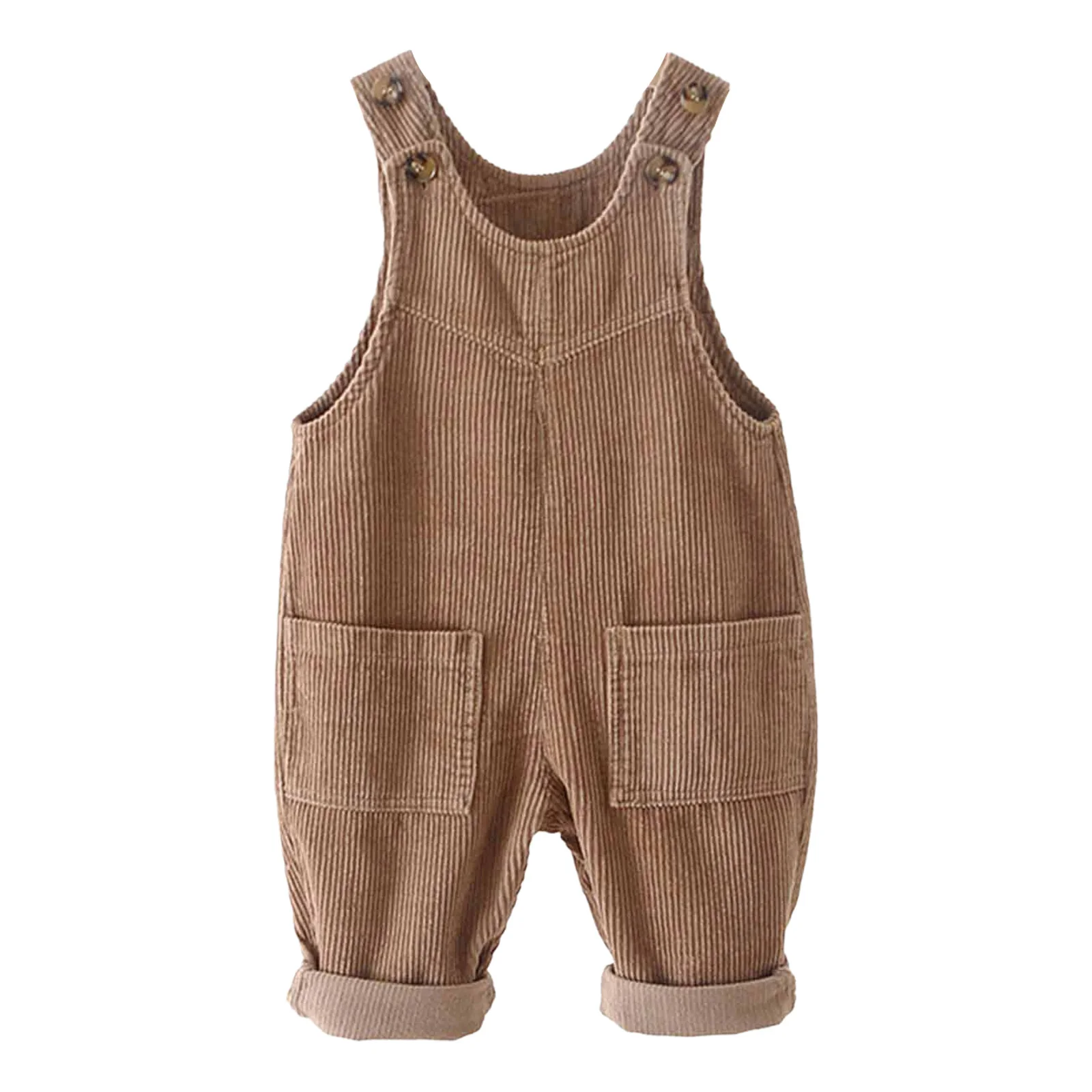 Toddler Suspender Pants Infant Baby Girls Fashionable Pockets Adjustable Corduroy Trousers Overalls for Daily Wear Photography