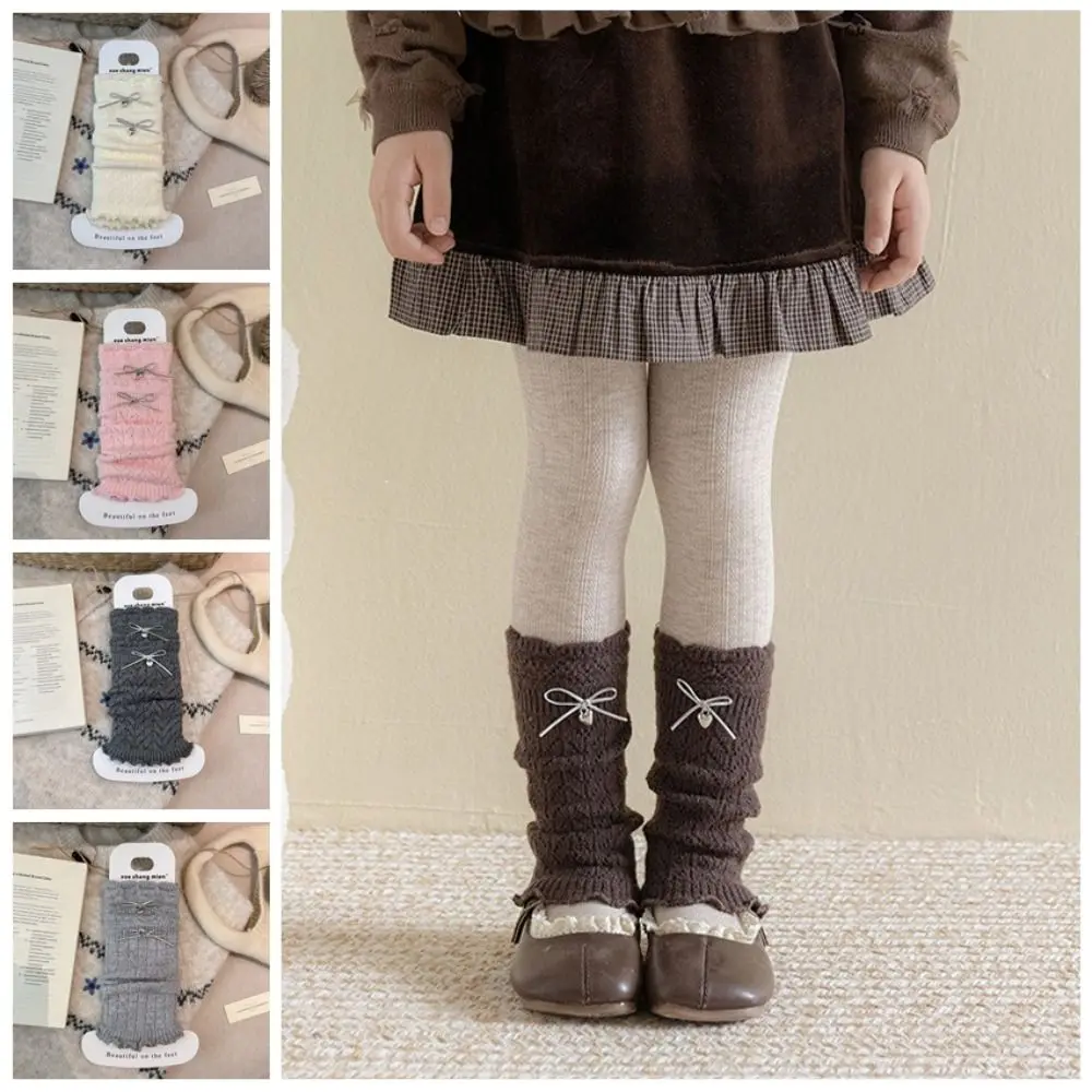 Fashion Lace Trim Sock Cuffs Elastic Thick Girls Socks Warm Bow Decor Calf Socks Match Leggings