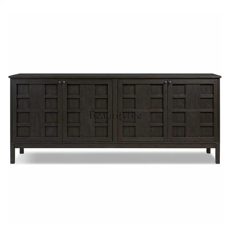 

French retro solid wood TV cabinet, living room storage entrance, antique decorative cabinet