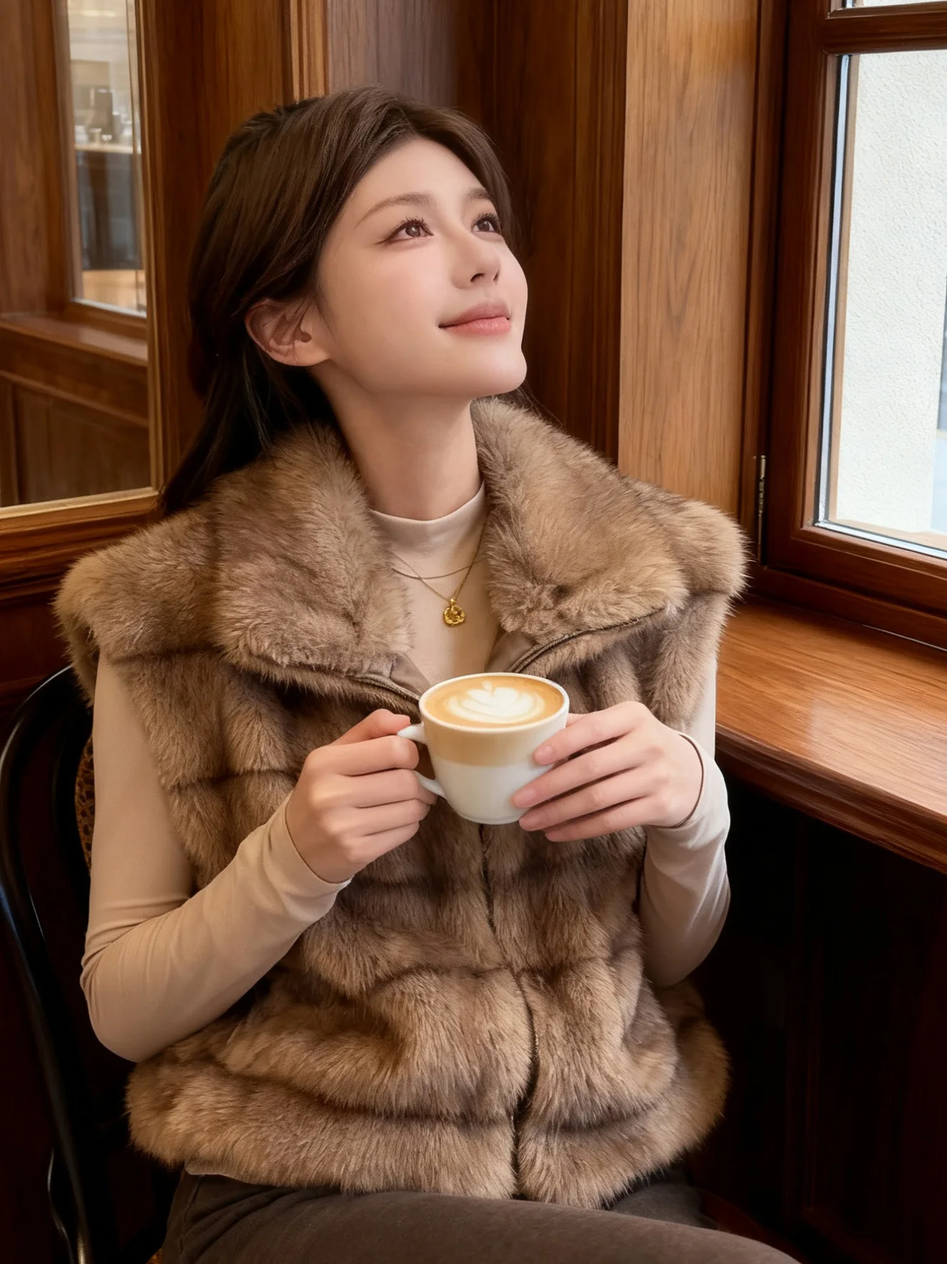 

Faux Fur Vest Women's Autumn Winter Faion Stand Collar Rich Girl Sle Small Fraance Sle No Sve Zipper Closure Coat